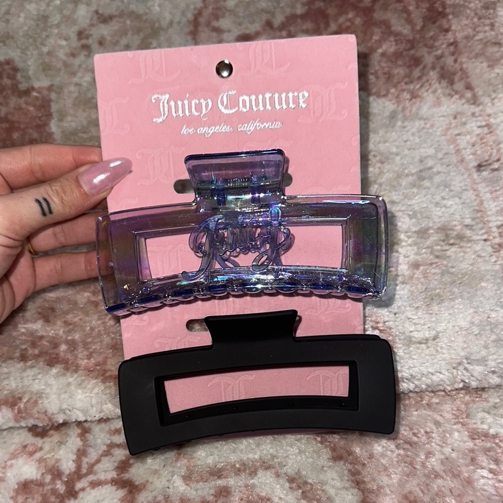 Juicy Couture Hair Claw Clip Set - Iridescent and Black